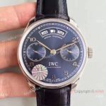Swiss Replica IWC Portugieser Annual Calendar 7 Days Blue Face SS Watch